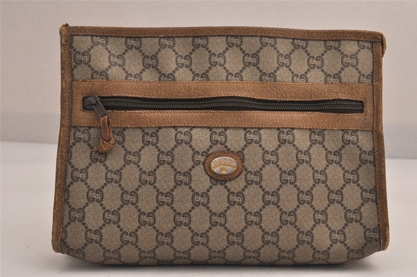 Authentic GUCCI GG Plus Clutch Hand Bag Purse PVC Leather Brown Junk 7810M