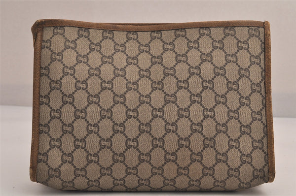 Authentic GUCCI GG Plus Clutch Hand Bag Purse PVC Leather Brown Junk 7810M