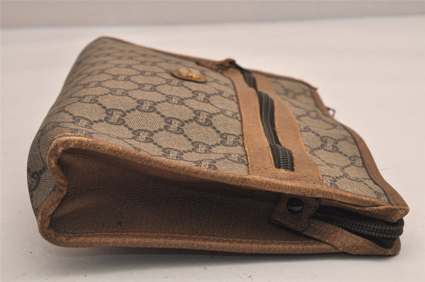 Authentic GUCCI GG Plus Clutch Hand Bag Purse PVC Leather Brown Junk 7810M