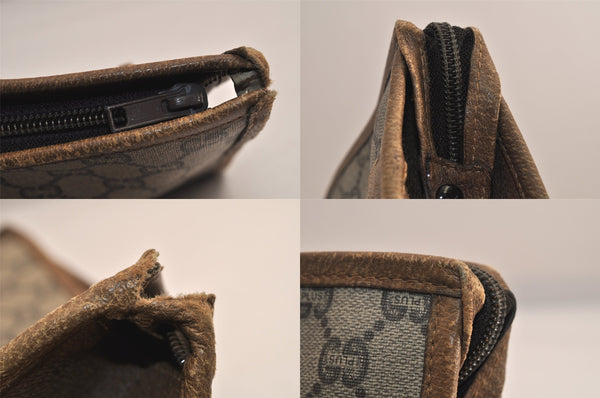 Authentic GUCCI GG Plus Clutch Hand Bag Purse PVC Leather Brown Junk 7810M