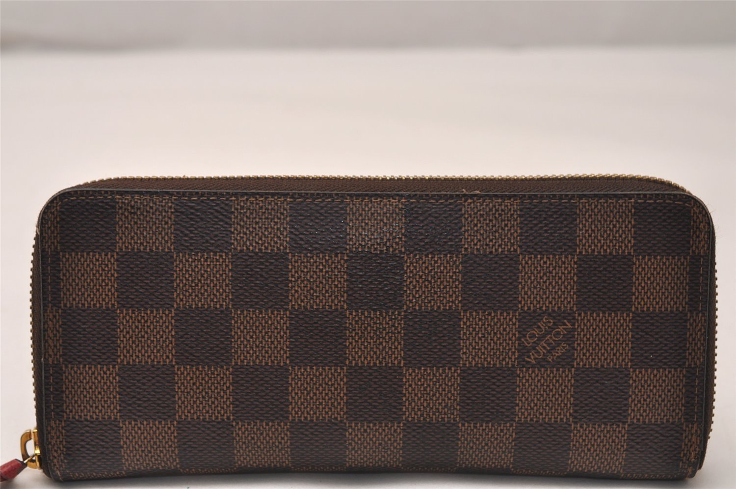 Authentic Louis Vuitton Damier Portefeuille Clemence Wallet Red N60534 LV 7811J