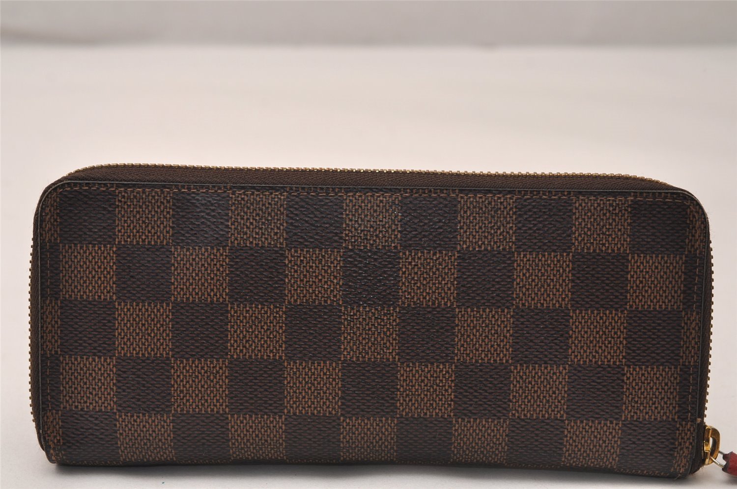 Authentic Louis Vuitton Damier Portefeuille Clemence Wallet Red N60534 LV 7811J