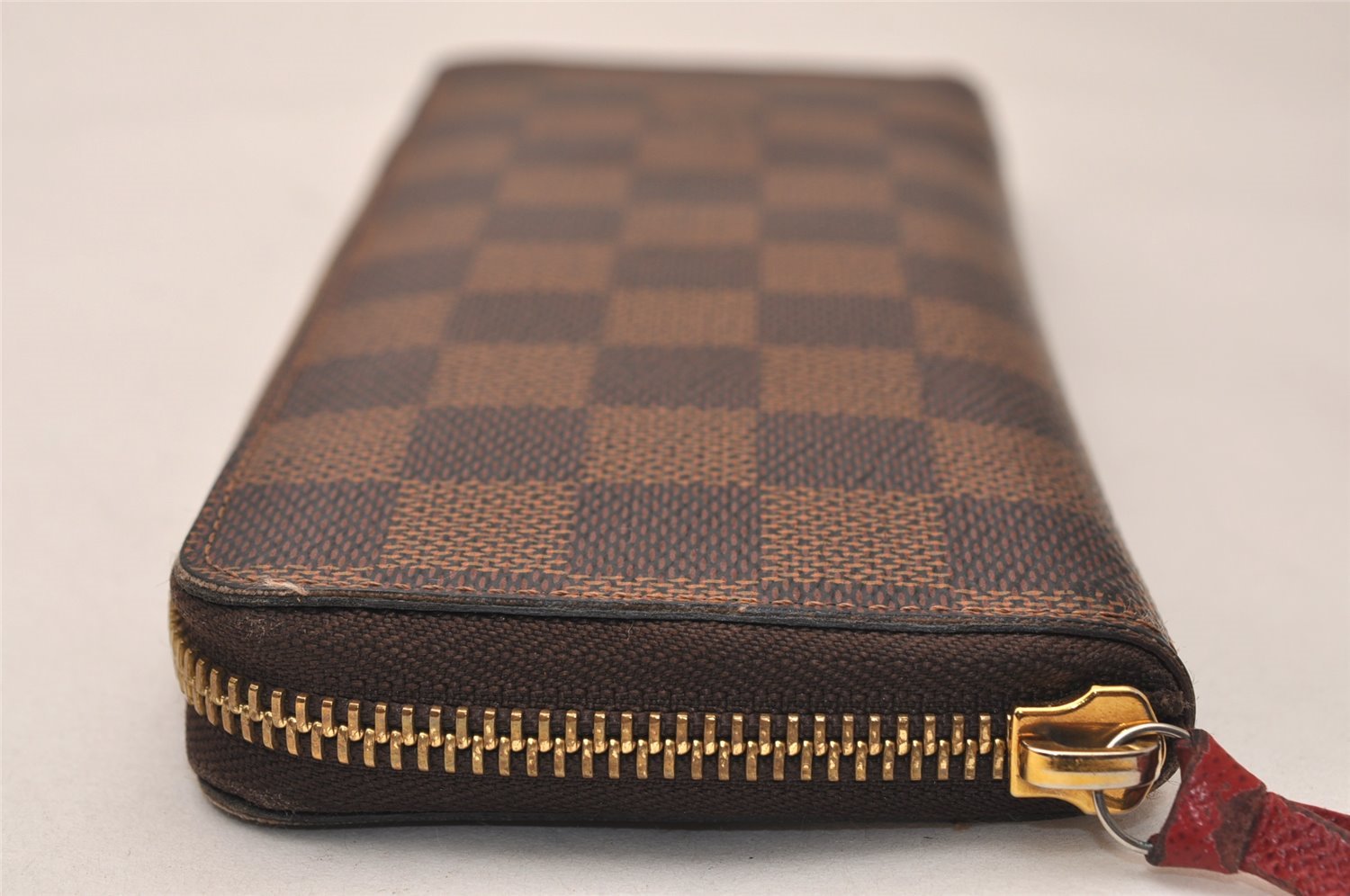 Authentic Louis Vuitton Damier Portefeuille Clemence Wallet Red N60534 LV 7811J