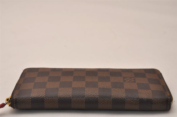 Authentic Louis Vuitton Damier Portefeuille Clemence Wallet Red N60534 LV 7811J