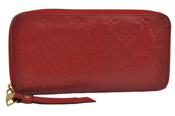 Authentic Louis Vuitton Monogram Empreinte Zippy Wallet Red M60547 LV 7812J