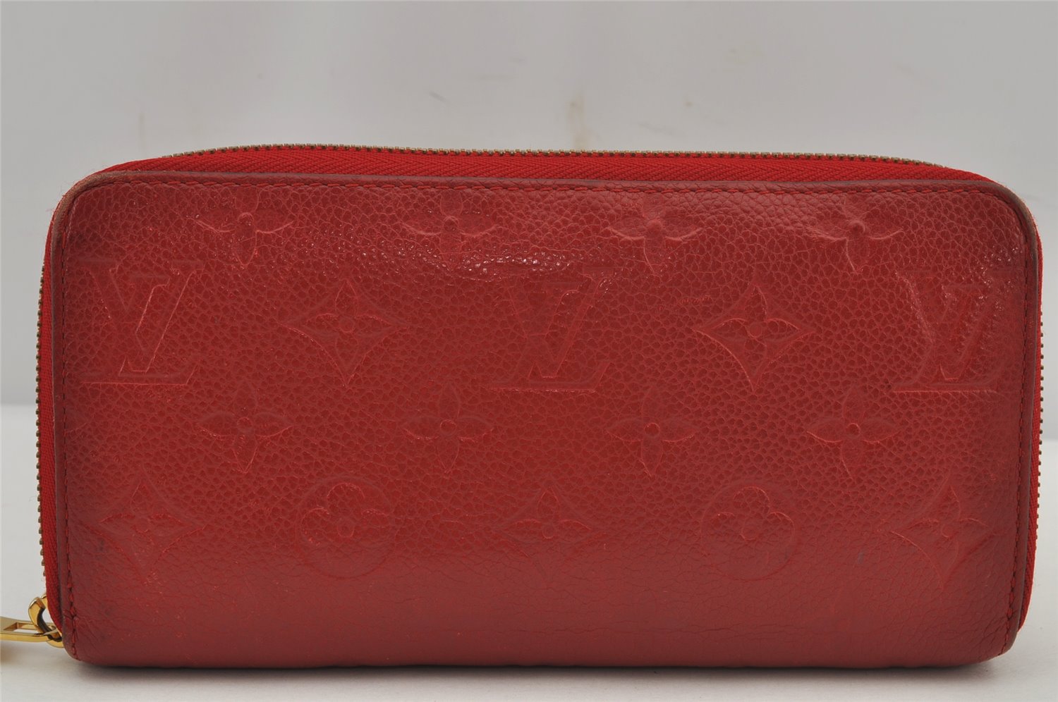 Authentic Louis Vuitton Monogram Empreinte Zippy Wallet Red M60547 LV 7812J