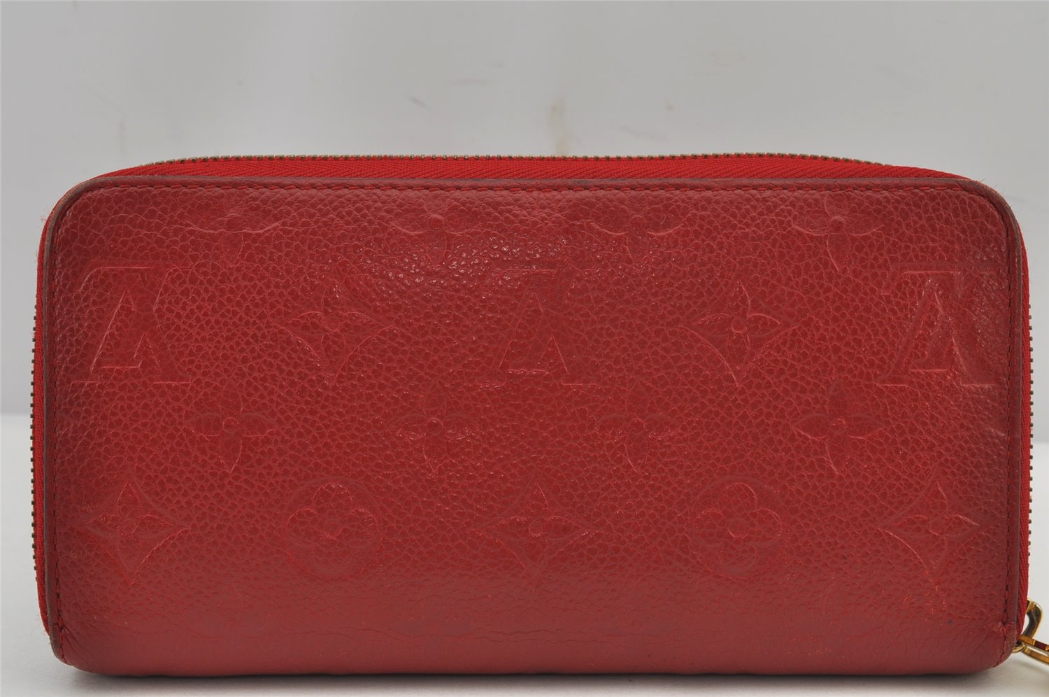 Authentic Louis Vuitton Monogram Empreinte Zippy Wallet Red M60547 LV 7812J