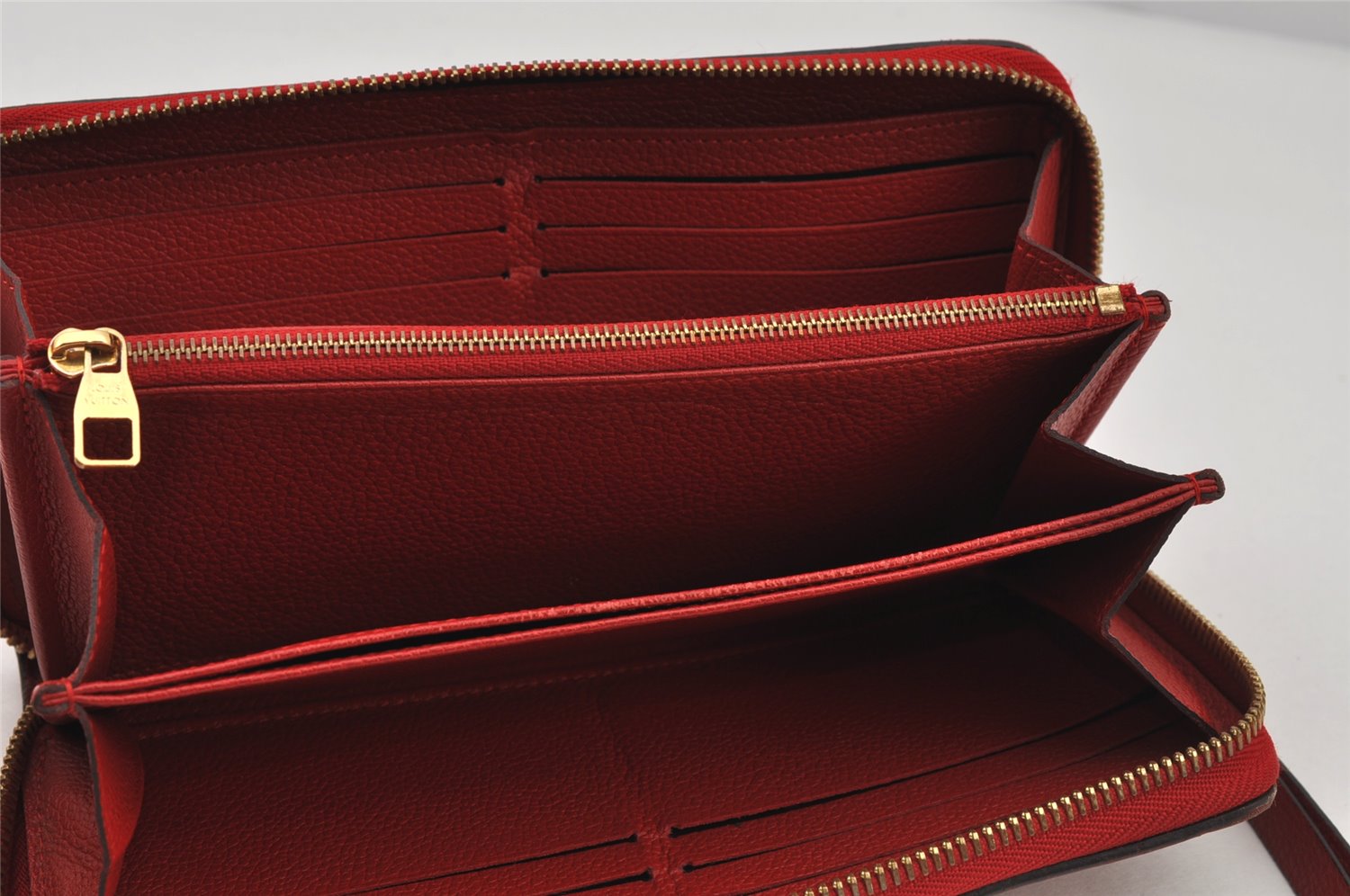 Authentic Louis Vuitton Monogram Empreinte Zippy Wallet Red M60547 LV 7812J