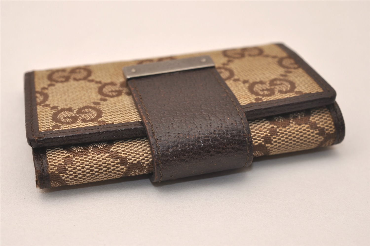 Authentic GUCCI 6 Hooks Key Case Holder GG Canvas Leather 118101 Brown 7814J