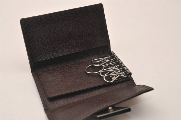 Authentic GUCCI 6 Hooks Key Case Holder GG Canvas Leather 118101 Brown 7814J