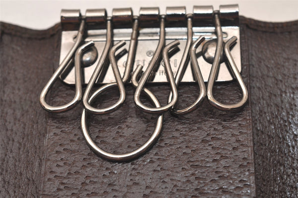 Authentic GUCCI 6 Hooks Key Case Holder GG Canvas Leather 118101 Brown 7814J