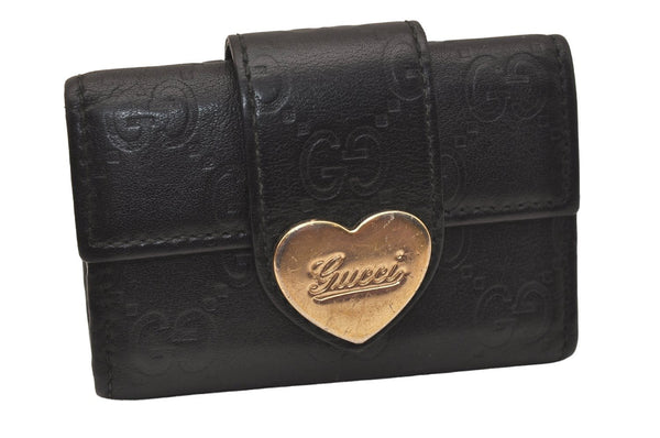 Authentic GUCCI Guccissima Heart 6 Key Case Holder GG Leather 203551 Black 7816J