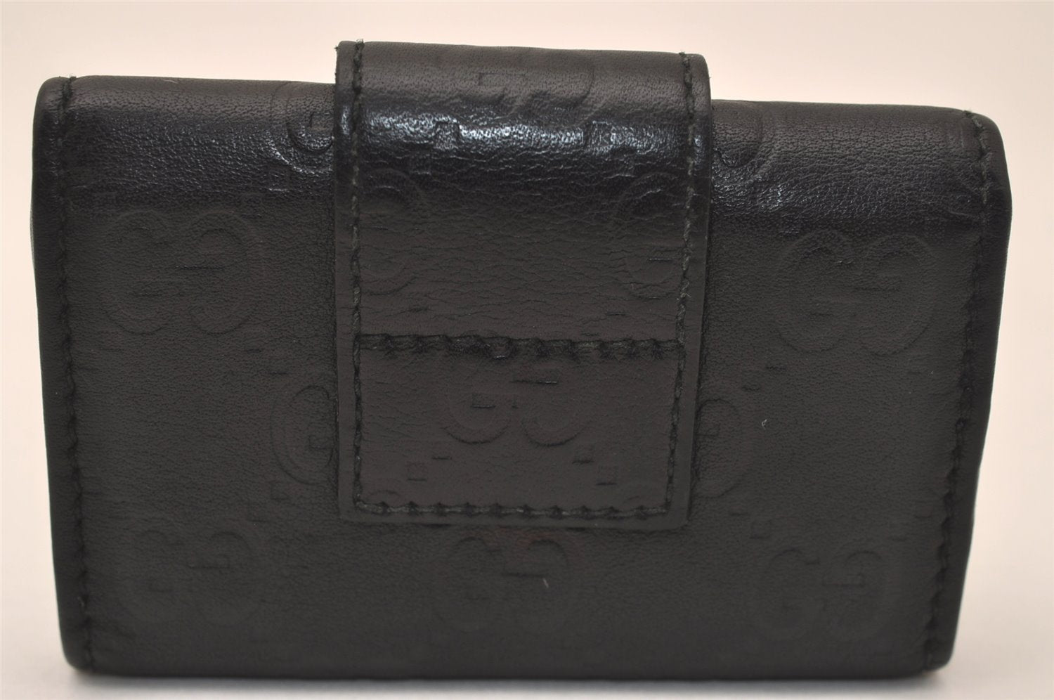 Authentic GUCCI Guccissima Heart 6 Key Case Holder GG Leather 203551 Black 7816J