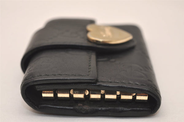 Authentic GUCCI Guccissima Heart 6 Key Case Holder GG Leather 203551 Black 7816J