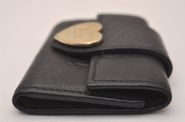 Authentic GUCCI Guccissima Heart 6 Key Case Holder GG Leather 203551 Black 7816J