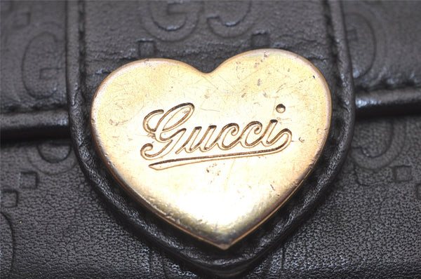 Authentic GUCCI Guccissima Heart 6 Key Case Holder GG Leather 203551 Black 7816J