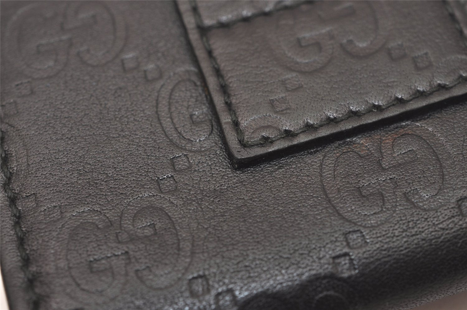 Authentic GUCCI Guccissima Heart 6 Key Case Holder GG Leather 203551 Black 7816J