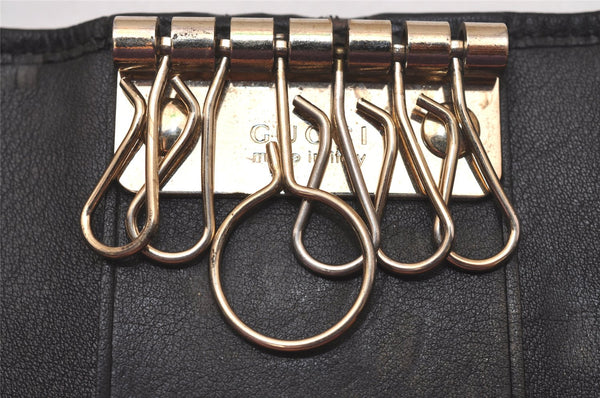 Authentic GUCCI Guccissima Heart 6 Key Case Holder GG Leather 203551 Black 7816J