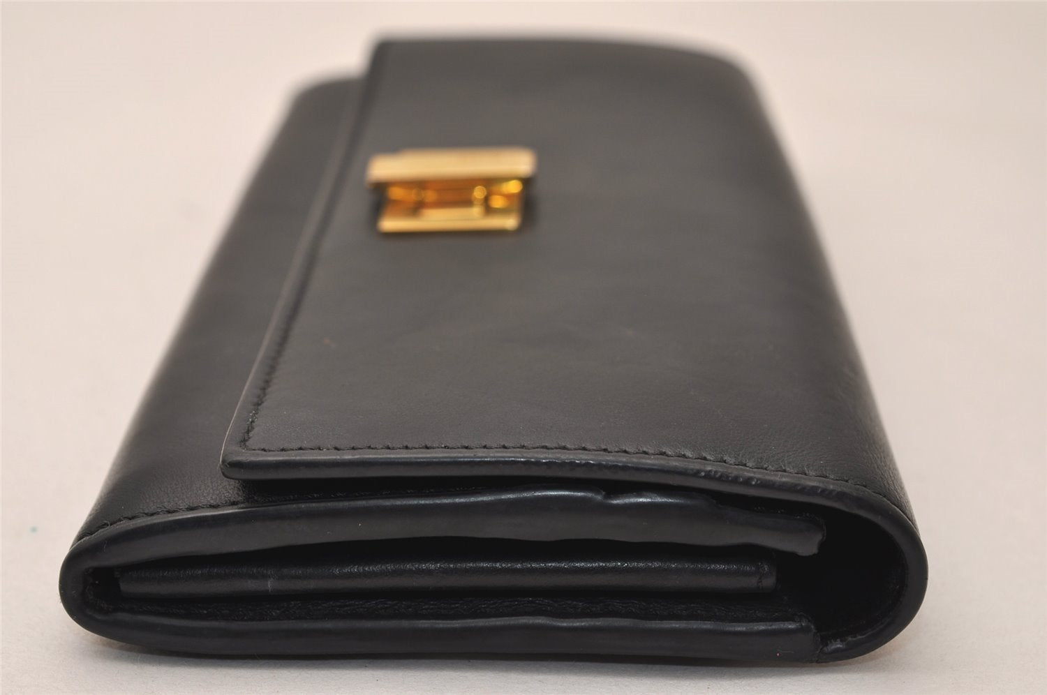 Authentic FENDI Peeka Boo Long Wallet Purse Leather Black 7819J