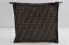 Authentic FENDI Zucca Clutch Hand Bag Purse Nylon Leather Brown Black 7820I