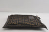 Authentic FENDI Zucca Clutch Hand Bag Purse Nylon Leather Brown Black 7820I
