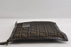 Authentic FENDI Zucca Clutch Hand Bag Purse Nylon Leather Brown Black 7820I