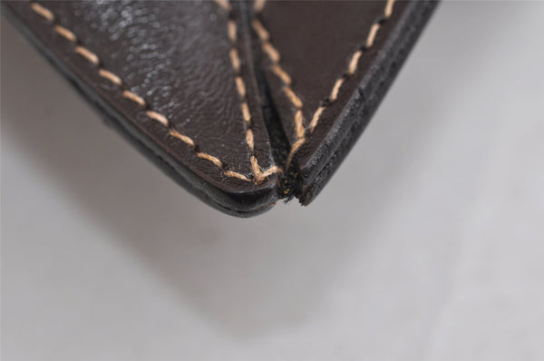 Authentic FENDI Zucca Clutch Hand Bag Purse Nylon Leather Brown Black 7820I