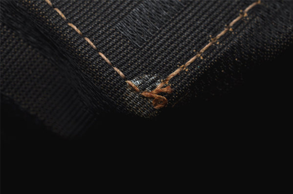Authentic FENDI Zucca Clutch Hand Bag Purse Nylon Leather Brown Black 7820I