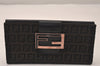 Authentic FENDI Vintage Zucchino Long Wallet Purse Canvas Leather Brown 7820J