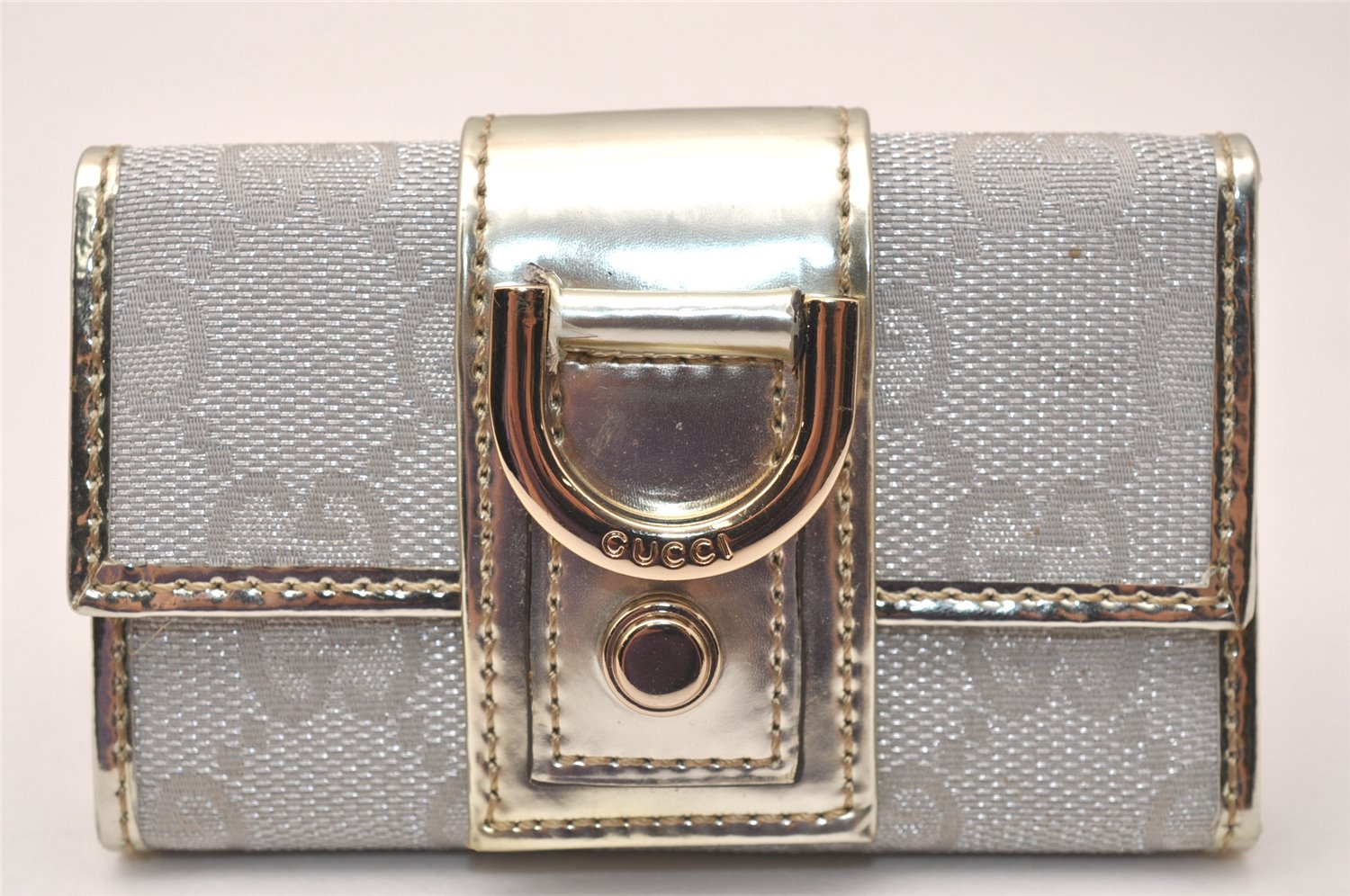 Authentic GUCCI Abbey 6 Hooks Key Case Holder GG Canvas Leather Silver 7821J