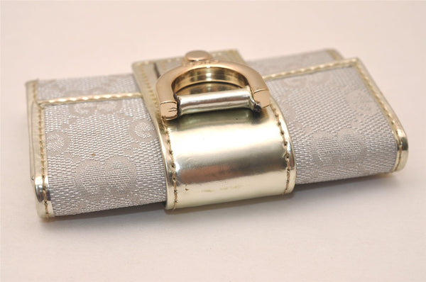 Authentic GUCCI Abbey 6 Hooks Key Case Holder GG Canvas Leather Silver 7821J