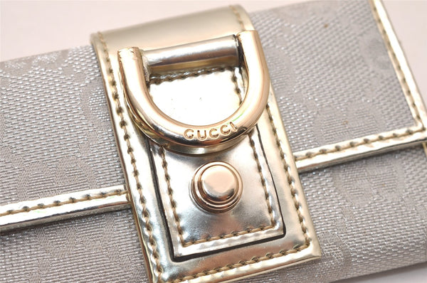 Authentic GUCCI Abbey 6 Hooks Key Case Holder GG Canvas Leather Silver 7821J