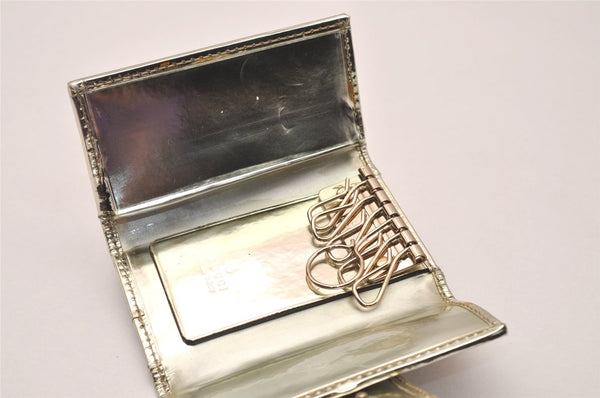 Authentic GUCCI Abbey 6 Hooks Key Case Holder GG Canvas Leather Silver 7821J