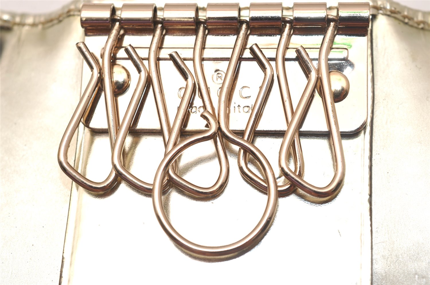 Authentic GUCCI Abbey 6 Hooks Key Case Holder GG Canvas Leather Silver 7821J