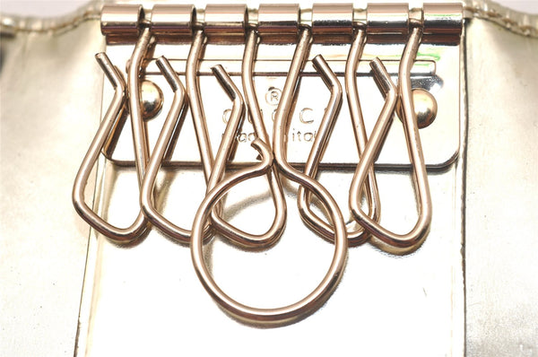 Authentic GUCCI Abbey 6 Hooks Key Case Holder GG Canvas Leather Silver 7821J