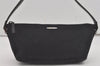 Authentic GUCCI Sherry Line Hand Bag Pouch GG Canvas Leather 141809 Black 7822I