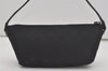 Authentic GUCCI Sherry Line Hand Bag Pouch GG Canvas Leather 141809 Black 7822I