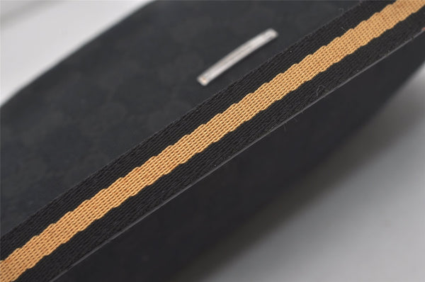 Authentic GUCCI Sherry Line Hand Bag Pouch GG Canvas Leather 141809 Black 7822I