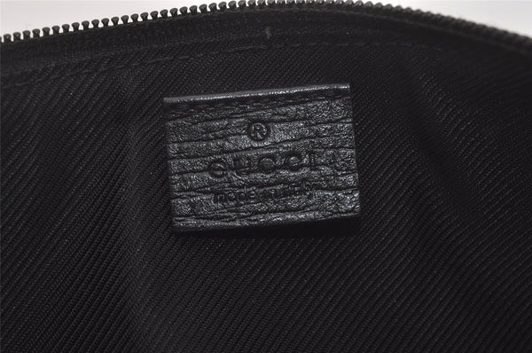 Authentic GUCCI Sherry Line Hand Bag Pouch GG Canvas Leather 141809 Black 7822I