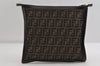 Authentic FENDI Zucca Clutch Hand Bag Purse Nylon Leather Brown Black 7823I