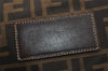 Authentic FENDI Zucca Clutch Hand Bag Purse Nylon Leather Brown Black 7823I