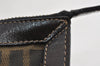 Authentic FENDI Zucca Clutch Hand Bag Purse Nylon Leather Brown Black 7823I