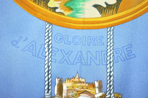 Authentic HERMES Carre 90 Scarf "GLOIRE d'ALEXANDRE" Silk Navy Box 7823J