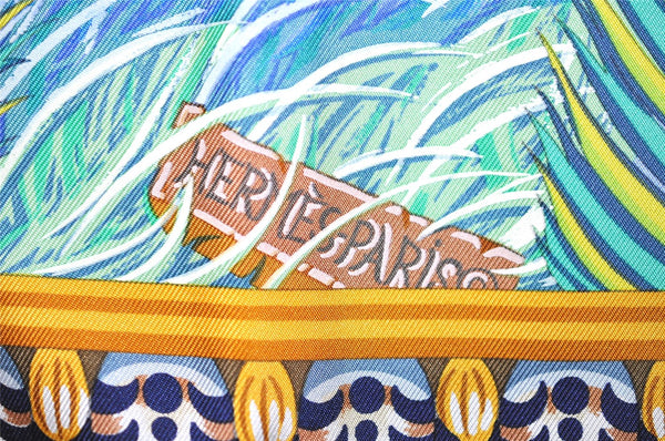 Authentic HERMES Carre 90 Scarf "GLOIRE d'ALEXANDRE" Silk Navy Box 7823J