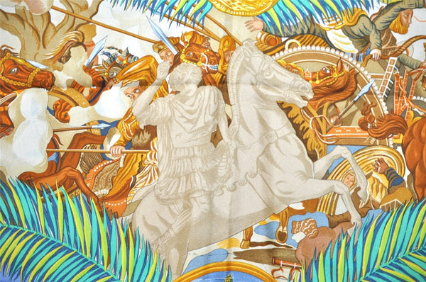 Authentic HERMES Carre 90 Scarf "GLOIRE d'ALEXANDRE" Silk Navy Box 7823J