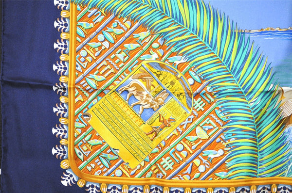 Authentic HERMES Carre 90 Scarf "GLOIRE d'ALEXANDRE" Silk Navy Box 7823J