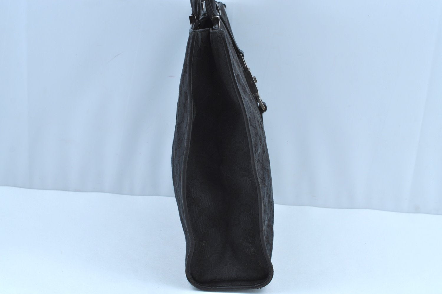 Authentic GUCCI Jackie Shoulder Tote Bag GG Canvas Leather 0021064 Black 7825G