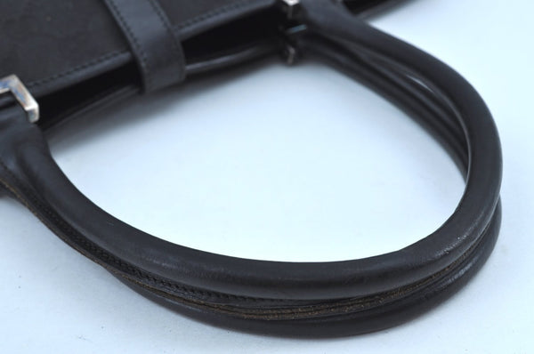 Authentic GUCCI Jackie Shoulder Tote Bag GG Canvas Leather 0021064 Black 7825G