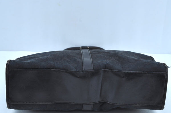 Authentic GUCCI Jackie Shoulder Tote Bag GG Canvas Leather 0021064 Black 7825G