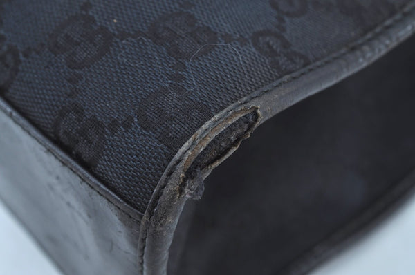 Authentic GUCCI Jackie Shoulder Tote Bag GG Canvas Leather 0021064 Black 7825G